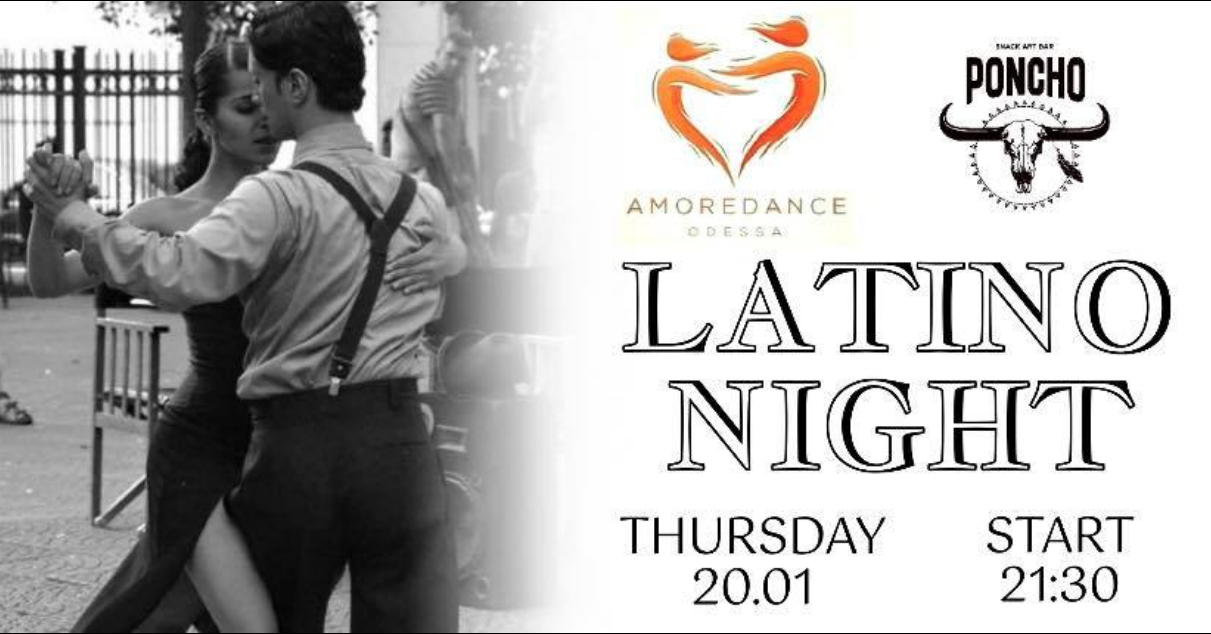 The poster of the event — LATINO NIGHT in Poncho snack art bar