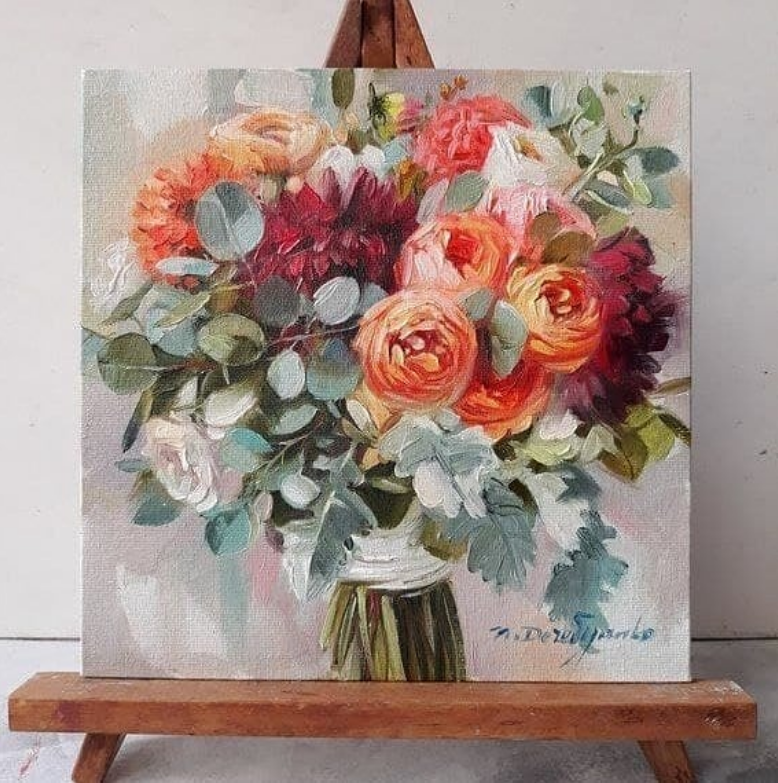 The poster of the event — Oil painting &#x2F; &quot;Lovely bouquets&quot; in Artym&#39;s Lab