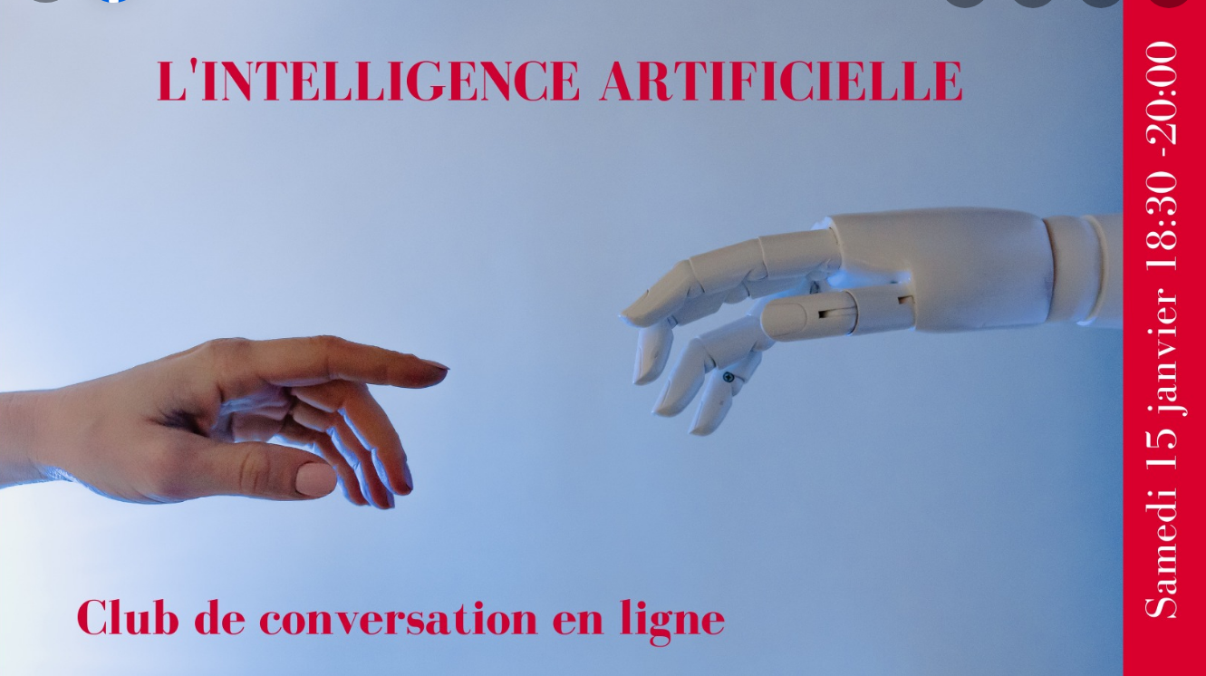 The poster of the event — Online rose club &quot;L&#39;intelligence artificielle&quot; in French cultural centre &quot;Alliance française&quot;